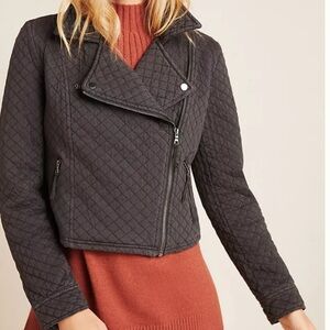 Anthropologie Quilted Black Moto Jacket